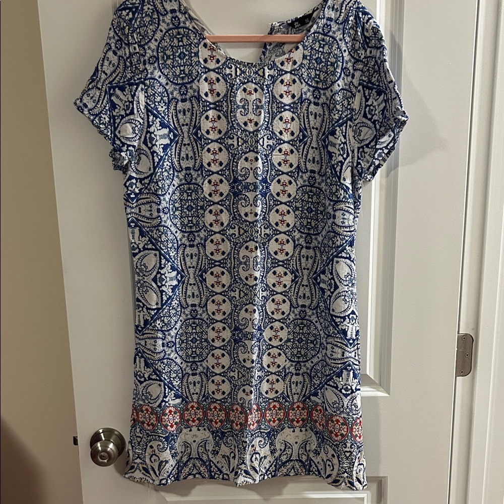 Jay Jays Blue & White Boho Print Women's Shift Dress